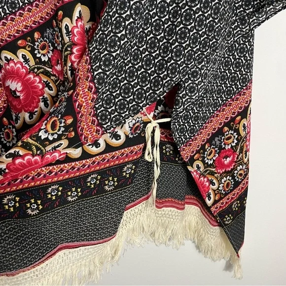 Umgee Boho Floral Fringe Kimono Poncho Swim Cover Up XXL - Picture 5 of 7